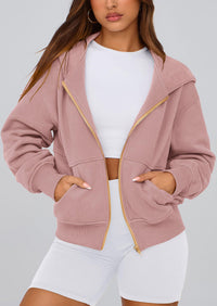 Y2K Zip Up Hoodie Long Sleeve Loose Fit Pockets Casual Sweatshirt