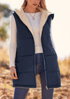 PRETTYGARDEN Womens Fall Reversible Vests Sleeveless Fleece Jacket Zip Up Hoodie Pockets Long Warm Winter Coat Outerwear