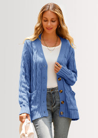PRETTYGARDEN Women's Open Front Cardigan Sweaters Fall Fashion Button Down Cable Knit Chunky Winter Outerwear Coats