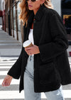 PRETTYGARDEN Women's Winter Faux Fur Coats Long Sleeve Lapel Button Down Pockets Fleece Sherpa Jacket Casual Trendy Outerwear