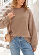Casual Crew Neck Long Sleeve Pullover Ribbed Knit Loose Fit Sweaters