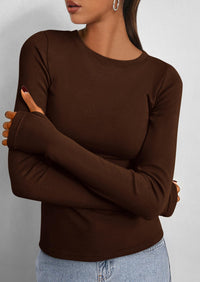 Casual Long Sleeved Round Neck Y2k Top