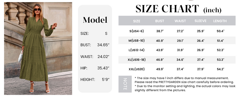 PRETTYGARDEN Women's Fall Wedding Guest Dresses Long Sleeve V Neck Flowy Elegant Holiday Party Maxi Dress with Pockets