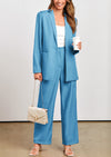 PRETTYGARDEN Women's Fall Two Piece Outfits Dressy Blazer Jacket and Wide Leg Pants Pockets Business Casual Office Suit Sets