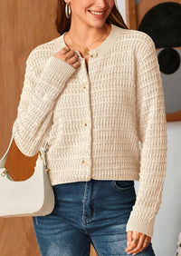 Knit Cardigan Long Sleeve Open Front Button Down Jacket