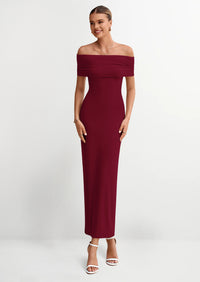 PRETTYGARDEN Women's Off The Shoulder Maxi Dresses Summer Formal Elegant Cocktail Party Wedding Guest Long Dress