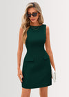 PRETTYGARDEN Womens Formal Sleeveless Summer Dresses Boat Neck Bodycon Elegant A Line Business Work Mini Dresss