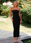 PRETTYGARDEN Women's Bodycon Maxi Tube Dress Ribbed Strapless Side Slit Long Going Out Casual Elegant Party Dresses