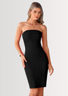 PRETTYGARDEN Tube Spring Dresses for Women Strapless Off Shoulder Ribbed Knit Bodycon Mini Summer Wedding Guest Dress