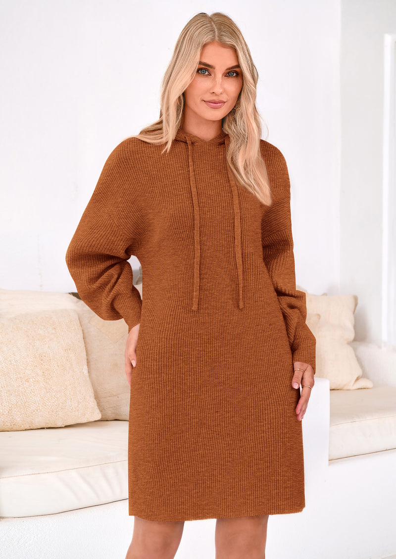 PRETTYGARDEN Womens Fall Sweater Dress Casual Long Sleeve Chunky Knit Pullover Oversized Hoodie Tunic Sweaters Winter Clothes