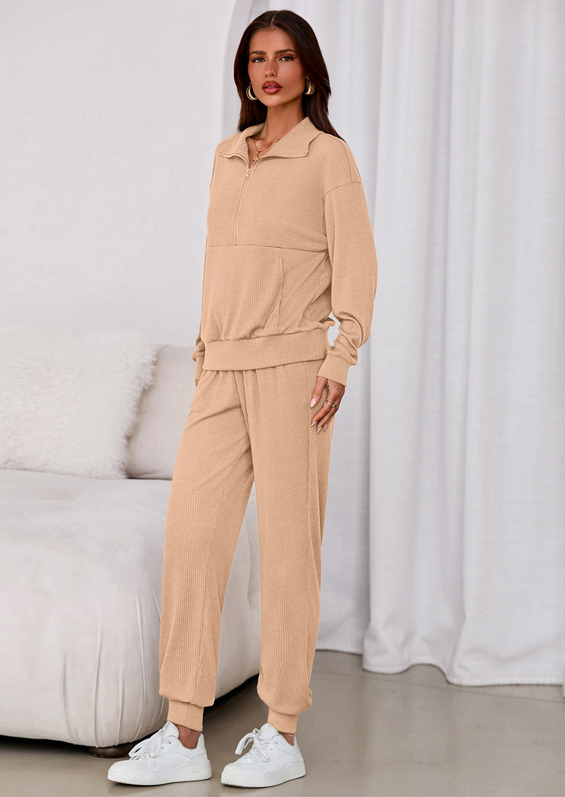 PRETTYGARDEN Women's Fall 2 Piece Lounge Sets Zip Up Sweatshirt Jogger Pants Sweat Track Suits Travel Outfit Winter Clothing