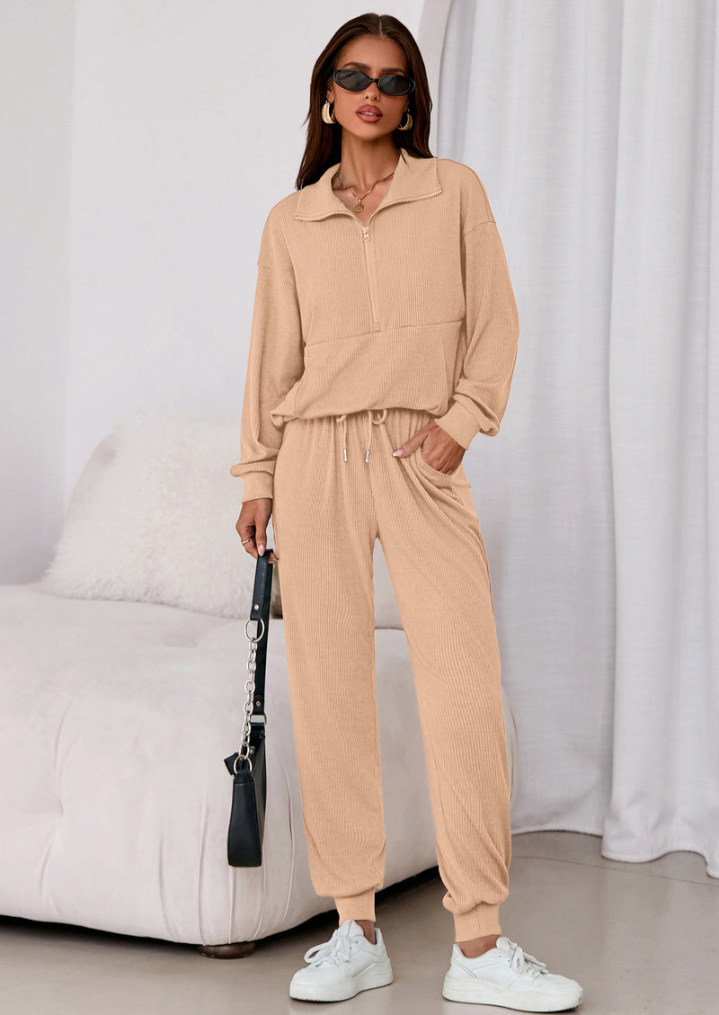 PRETTYGARDEN Women's Fall 2 Piece Lounge Sets Zip Up Sweatshirt Jogger Pants Sweat Track Suits Travel Outfit Winter Clothing