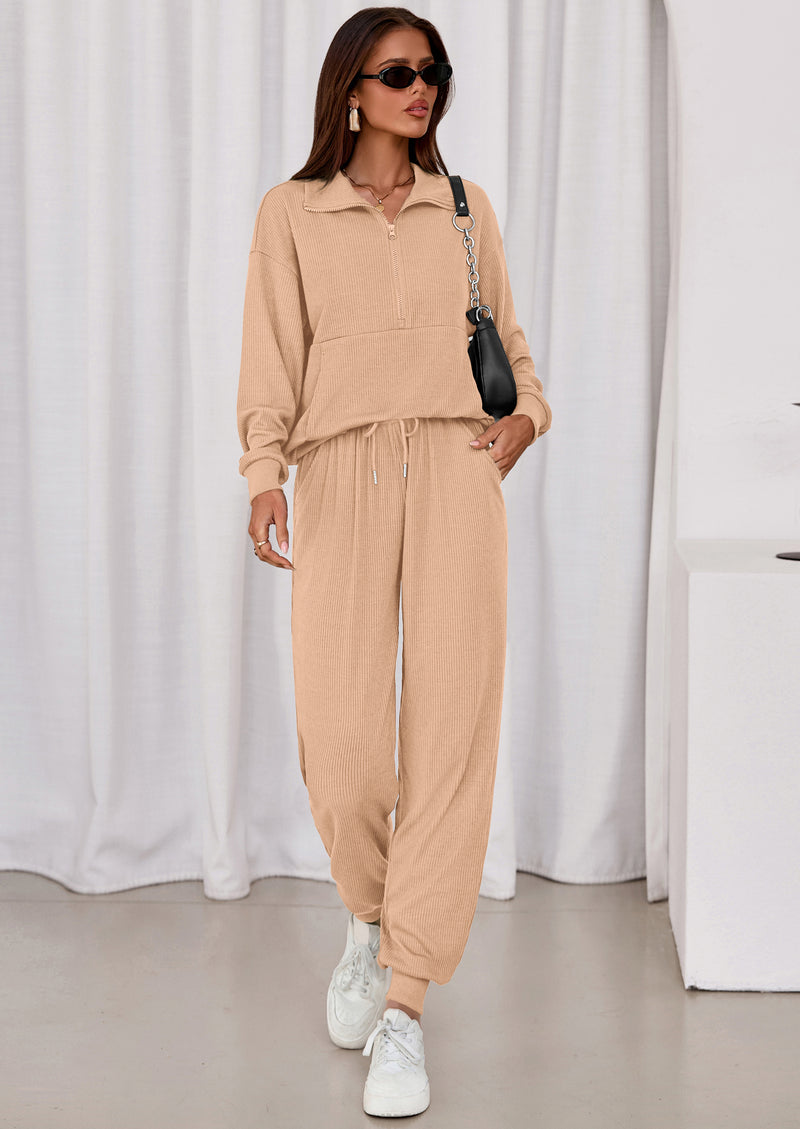 PRETTYGARDEN Women's Fall 2 Piece Lounge Sets Zip Up Sweatshirt Jogger Pants Sweat Track Suits Travel Outfit Winter Clothing