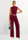 PRETTYGARDEN 2 Piece Sets for Women Summer Airport Travel Outfits Crop Tank Tops Wide Leg Pants Matching Lounge Sets