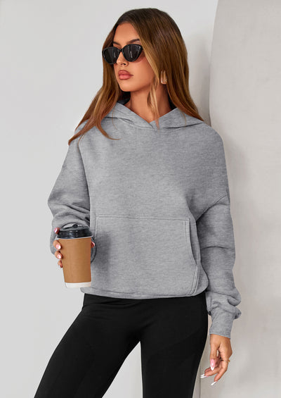 PRETTYGARDEN Women's Fall Hooded Sweatshirts Long Sleeve Half Zip Cropped Hoodies Pullover Winter Fashion Clothes