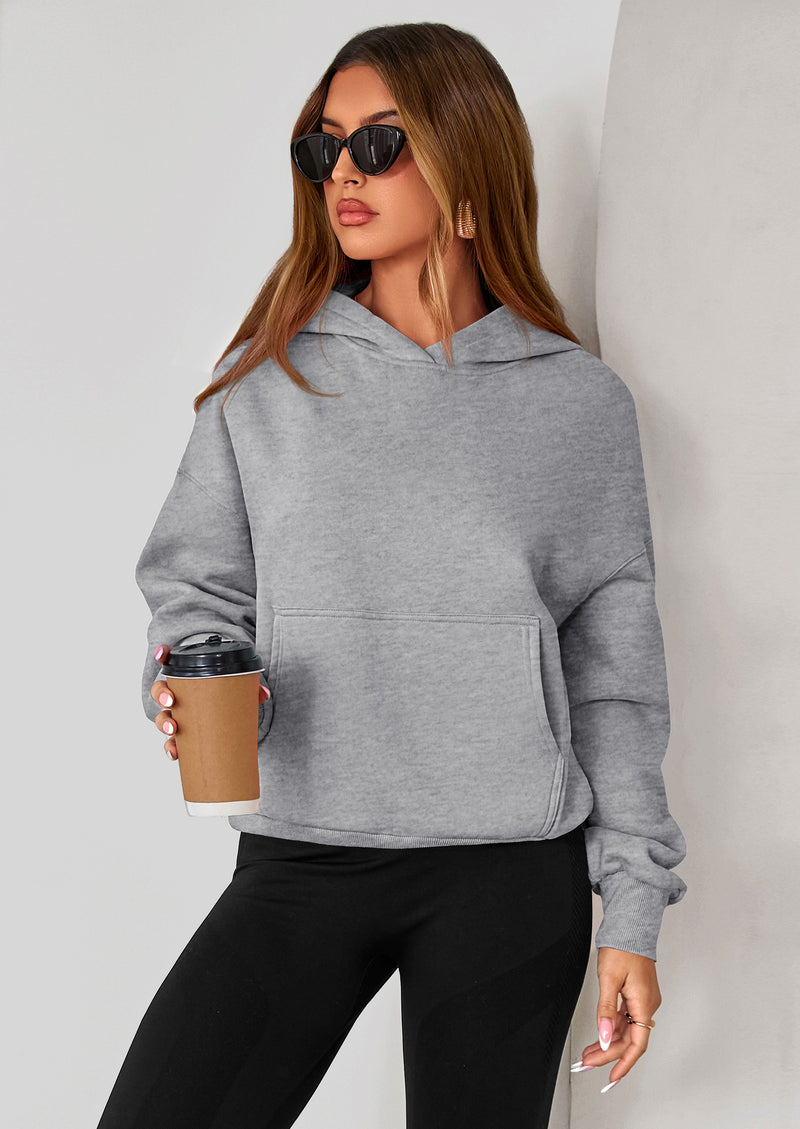 PRETTYGARDEN Women's Fall Hooded Sweatshirts Long Sleeve Half Zip Cropped Hoodies Pullover Winter Fashion Clothes