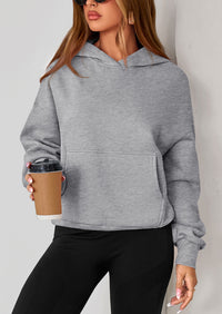 PRETTYGARDEN Women's Fall Hooded Sweatshirts Long Sleeve Half Zip Cropped Hoodies Pullover Winter Fashion Clothes