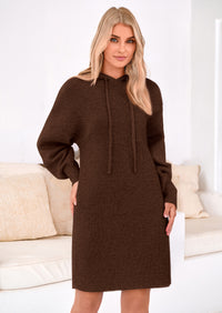 PRETTYGARDEN Womens Fall Sweater Dress Casual Long Sleeve Chunky Knit Pullover Oversized Hoodie Tunic Sweaters Winter Clothes