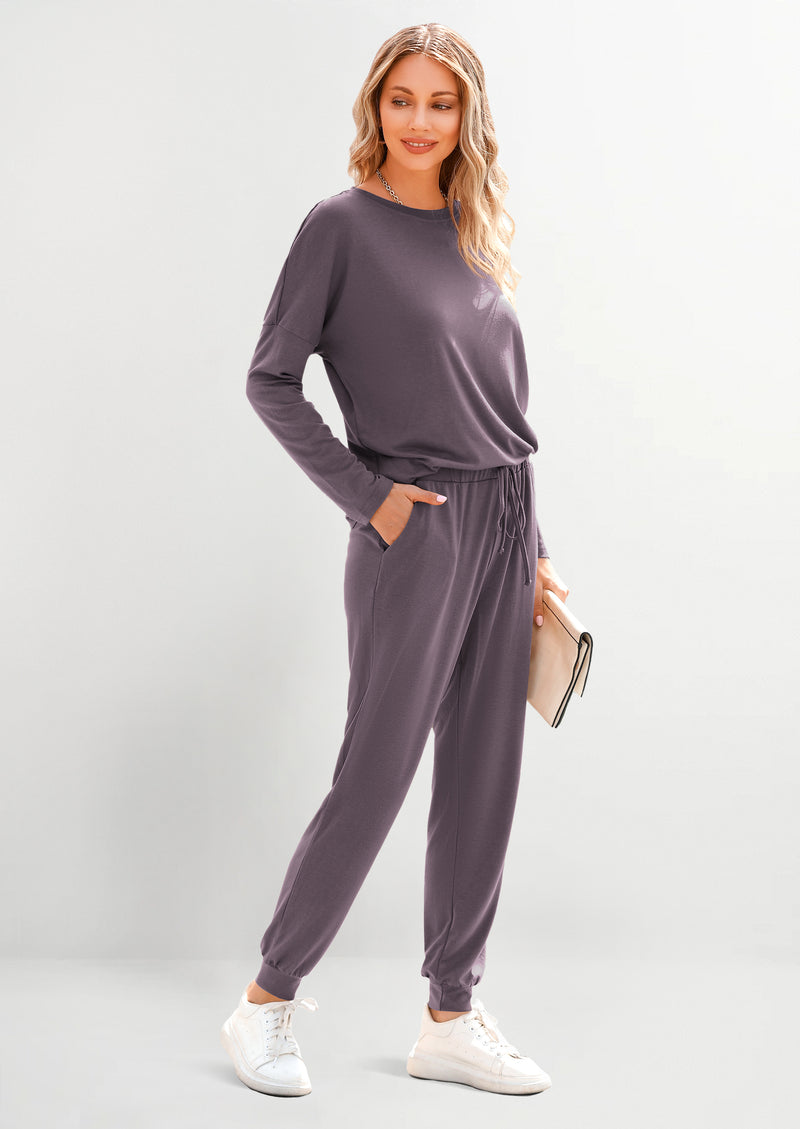 PRETTYGARDEN Lounge Outfit Long Sleeve Crewneck Pullover Tops High Waisted Pants Set Tracksuit