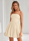 PRETTYGARDEN Women's Bubble Mini Short Dress 2025 Summer Casual A Line Strapless Tube Top Sundress Trendy Smocked Dresses