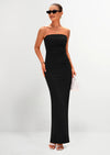 PRETTYGARDEN Women's Semi Formal Cocktail Dresses Strapless Tube Bodycon Ruched Evening Wedding Guest Maxi Dress