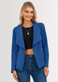 PRETTYGARDEN Women's Faux Suede Jackets Fashion Fall Clothes Long Sleeve Open Front Cropped Coat Outwear