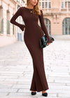 PRETTYGARDEN Women's Fall Fashion Long Sleeve Maxi Dress Ribbed Knit Boat Neck Bodycon Casual Dresses Going Out Outfits
