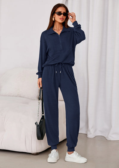 PRETTYGARDEN Women's Fall 2 Piece Lounge Sets Zip Up Sweatshirt Jogger Pants Sweat Track Suits Travel Outfit Winter Clothing