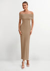 PRETTYGARDEN Women's Off The Shoulder Maxi Dresses Summer Formal Elegant Cocktail Party Wedding Guest Long Dress