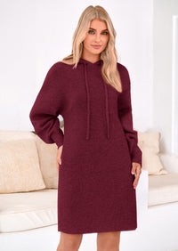 PRETTYGARDEN Womens Fall Sweater Dress Casual Long Sleeve Chunky Knit Pullover Oversized Hoodie Tunic Sweaters Winter Clothes
