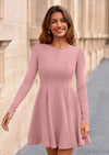 PRETTYGARDEN Fall Cocktail Dresses for Women Elegant Classy Wedding Guest Long Sleeve Homecoming Party A Line Mini Dress
