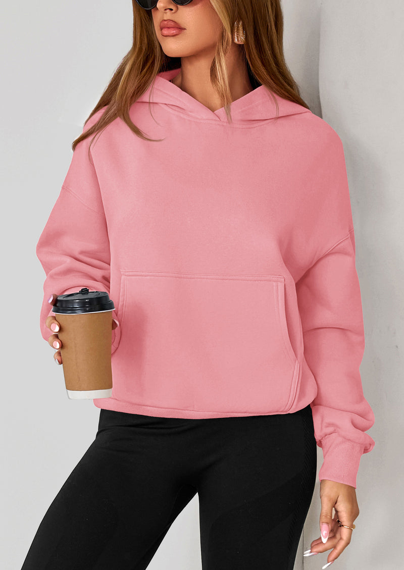 PRETTYGARDEN Women's Fall Hooded Sweatshirts Long Sleeve Half Zip Cropped Hoodies Pullover Winter Fashion Clothes