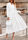 PRETTYGARDEN Women's Fall Wedding Guest Dresses Long Sleeve V Neck Flowy Elegant Holiday Party Maxi Dress with Pockets