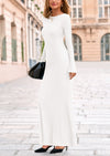 PRETTYGARDEN Women's Fall Fashion Long Sleeve Maxi Dress Ribbed Knit Boat Neck Bodycon Casual Dresses Going Out Outfits