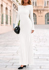 PRETTYGARDEN Women's Fall Fashion Long Sleeve Maxi Dress Ribbed Knit Boat Neck Bodycon Casual Dresses Going Out Outfits