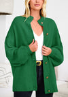 PRETTYGARDEN Women's Winter Button Down Cardigan Sweaters Mock Neck Lantern Long Sleeve Chunky Knit Jacket Trendy Outerwear