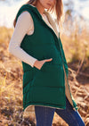 PRETTYGARDEN Womens Fall Reversible Vests Sleeveless Fleece Jacket Zip Up Hoodie Pockets Long Warm Winter Coat Outerwear