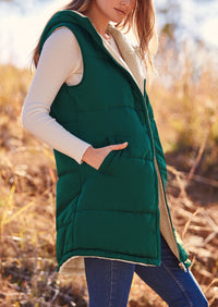 PRETTYGARDEN Womens Fall Reversible Vests Sleeveless Fleece Jacket Zip Up Hoodie Pockets Long Warm Winter Coat Outerwear