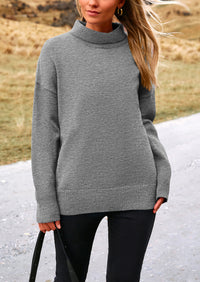 Long Sleeve Oversized Chunky Knitted Casual Turtleneck Sweaters