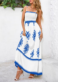 Floral Sundress Spaghetti Strap Flowy Beach Vacation Boho Maxi Dresses