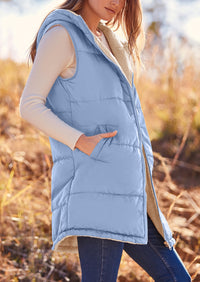 PRETTYGARDEN Womens Fall Reversible Vests Sleeveless Fleece Jacket Zip Up Hoodie Pockets Long Warm Winter Coat Outerwear