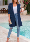 PRETTYGARDEN Women's Spring Fall Long Blazer Jackets Long Sleeve Lapel Pockets Loose Fit Work Casual Blazers Outerwear