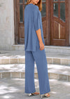 PRETTYGARDEN Women's 2 Piece Outfits Casual Short Sleeve Pullover Tops and Wide Leg Pants Lounge Sets Tracksuits