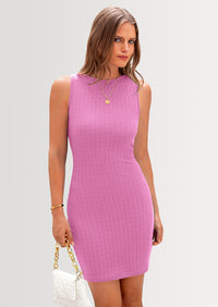PRETTYGARDEN Spring Dresses for Women Sleeveless Bodycon Short Work Tank Dress Summer Casual Ribbed Mini Sundresses