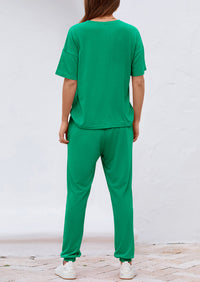 Two Piece Outfit Short Sleeve  Pullover Tops Tracksuits