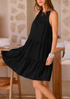 BTFBM Women Summer Halter Dresses Casual Spring 2025 Sleeveless A-Line Tiered Swing Mini Dress Beach Vacation Sundress