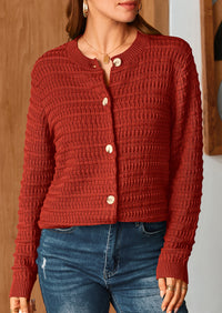 Knit Cardigan Long Sleeve Open Front Button Down Jacket