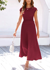 Casual Knit Short Sleeve Crop Top High Waist Skirt 2 Piece Sets