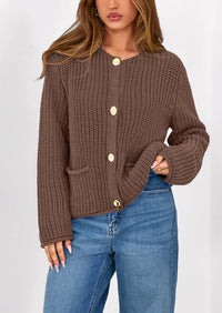 PRETTYGARDEN Cardigan Sweaters for Women Trendy Oversized Knit Chunky Button Cardigans Fall Winter Outfits with Pockets