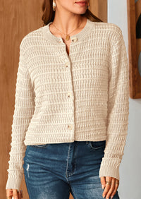 Knit Cardigan Long Sleeve Open Front Button Down Jacket